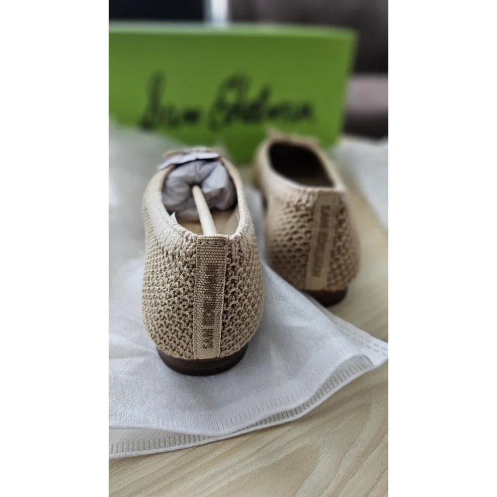 Sam Edelman Rochet Kni Ballrt Beige Women's Flat Shoes Size 8.5